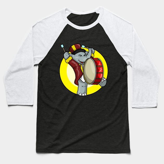 Funny elephant is playing the drum Baseball T-Shirt by Markus Schnabel